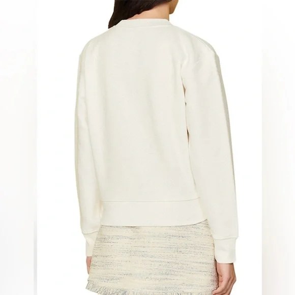 Sandro White Sweatshirt with Navy Print - Picture 5 of 6